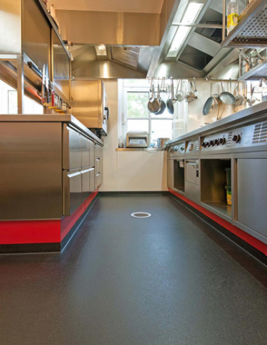 Suelo Vinílico Antideslizante Cocina Industrial Negro SS-12301