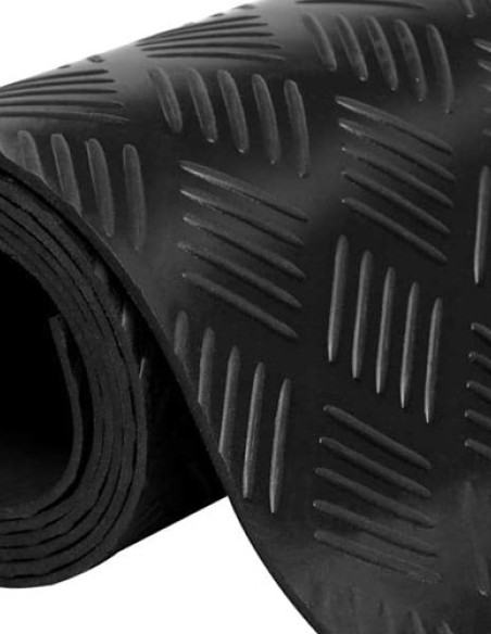 Suelo Caucho Rollo Checker Negro 3 mm