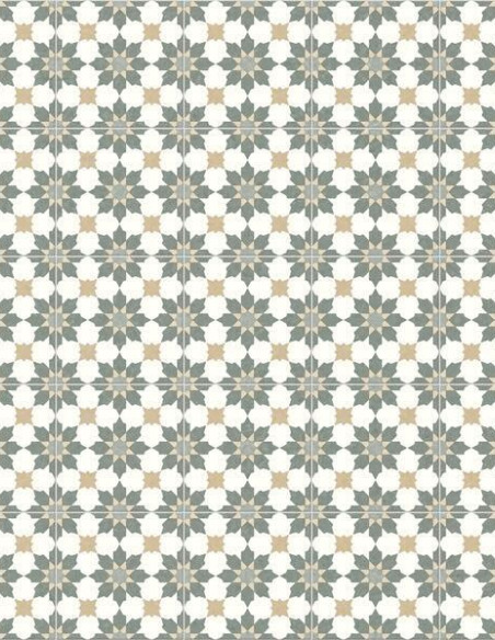 Suelo Vinílico Hidráulico Estrella Verde y Beige 510M
