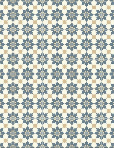 Suelo Vinílico Hidráulico Estrella Azul y Beige 710M