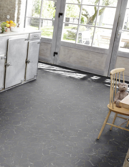 Suelo Vinílico Tarkett Iconik 260D Nero Marquine Hexagon Gold