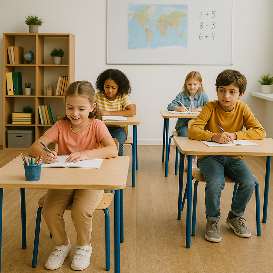Aula de niós escolares con Suelo Vinílico